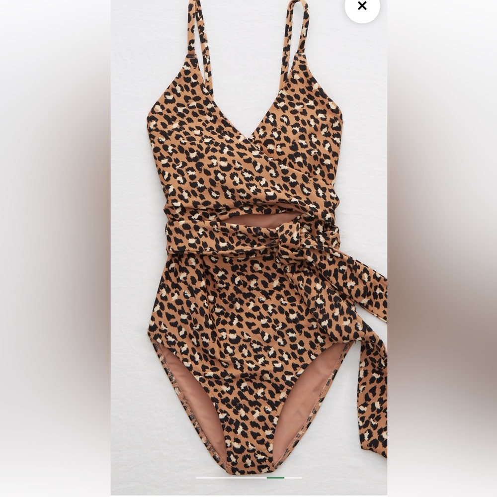 Aerie leopard wrap swimsuit